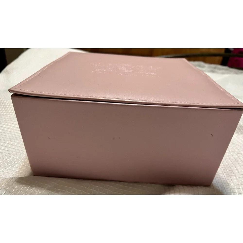 Rare vintage Juicy Couture Pink Faux Leather Lidded‎ Storage Box Crest Design